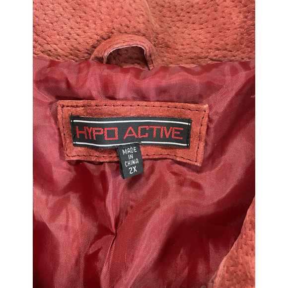 Hypo Active Red Leather Jacket Men's 2XL Extra Large Winter Coat - Picture 3 of 9